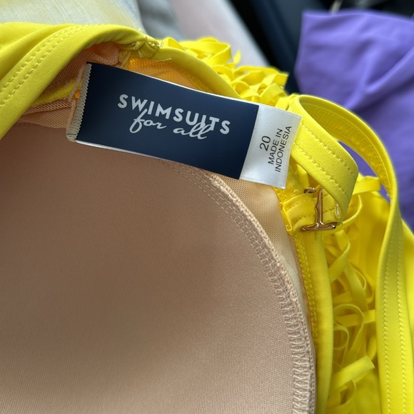 Swimsuits For All Retro Yellow One Piece with Fringe - Picture 4 of 5